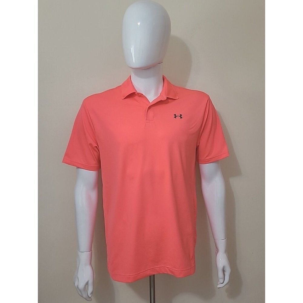 Under Armour Polo Shirt Men's Medium Neon Pink Lightweight Casual